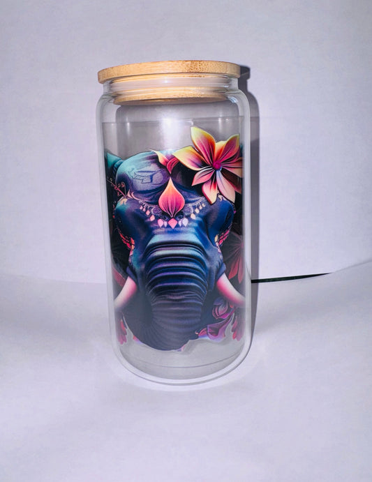 16 oz Glass tumbler “elephant”